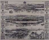 print artwork of Canberra from to view with writing on sides