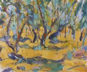 Oil painting of Australian outback landscape