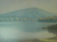 Print of watercolour artwork of Misty Morning, Black Mountain ACT  
