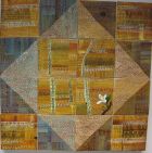 square painting divided into squares and tringles with repeated words no all throughout