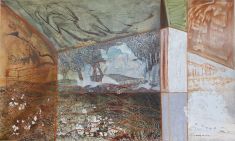 landscape painting oftrees and some small hills
