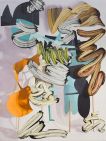 Abstract artwork of coloured squiggly lines bye artist Gregory Hodge