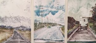 3 panel artwork of roads in country australia