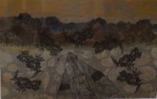 print of Jindabyne landscape with a moth and some plants