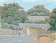watercolour painting of orange tunnel in Acton